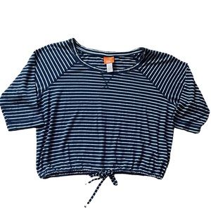 Hearts of Palm Striped Cropped Half Sleeve Short Sleeve Top Blouse (size XL)